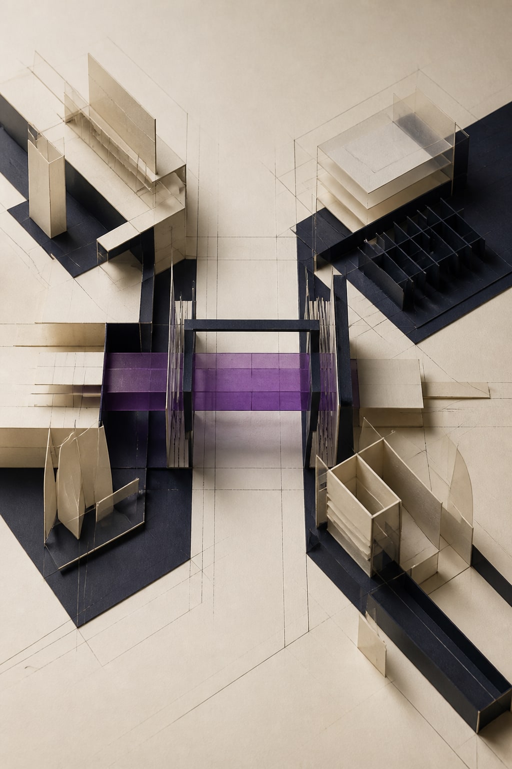 Architectural model of separated systems converging through a shared plan